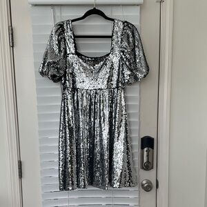 Pink Lily Black and Silver Sequin dress